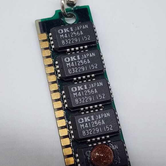 Vintage OKI Japan RAM Chip Keychain Upcycled Circuit Board Tech With Googly eyes - Picture 3 of 5